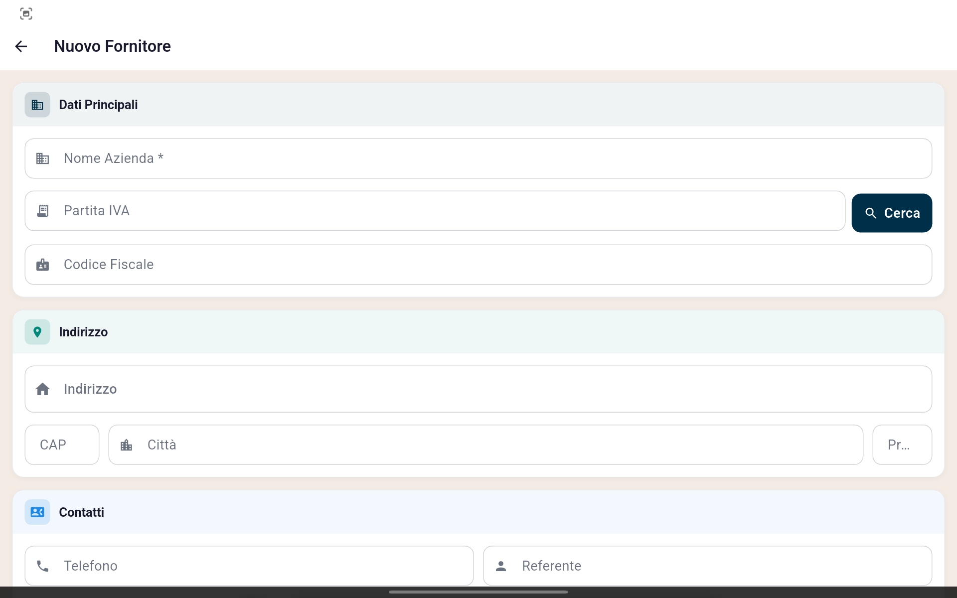 Anagrafica Fornitori