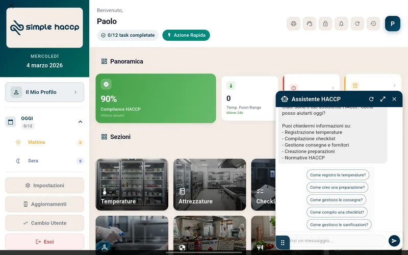 Assistente AI HACCP integrato nell'app